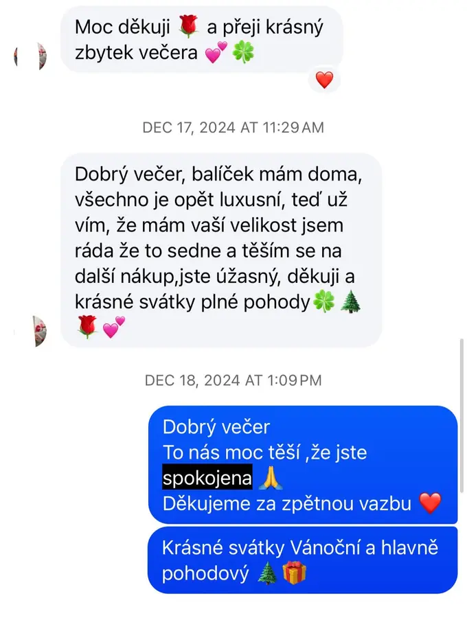Screenshot zprávy od zákaznice